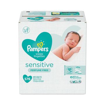 Pampers® Sensitive Baby Wipes, White, Cotton, Unscented, 72-pack, 8 Packs-carton freeshipping - TVN Wholesale